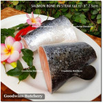 Salmon BONE-IN Atlantic Chile frozen LARGE SIZE whole fish head-on +/- 5 kg/pc length 27" 75cm (price/kg)